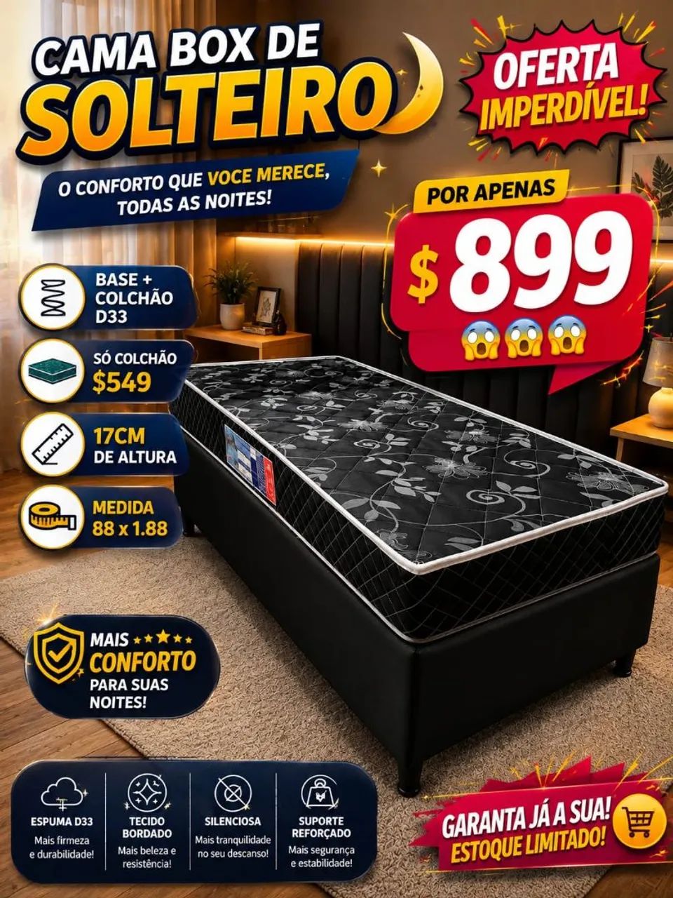 Cama box solteiro 