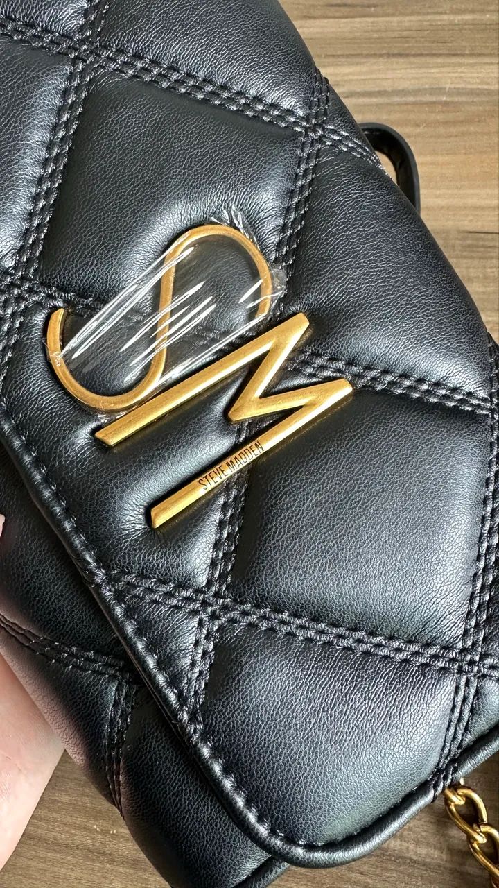 Bolsa Steve Madden Preta Matelassê Nova (Trazida dos EUA) - Foto 4