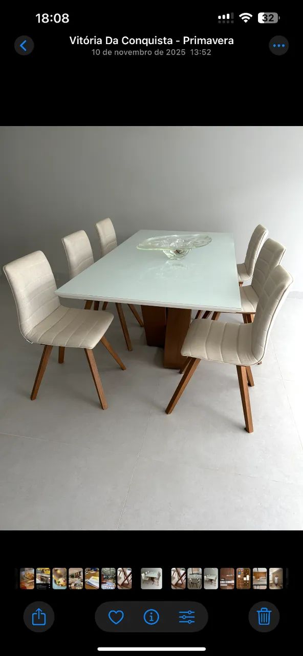 Mesa madeira 6 cadeiras 