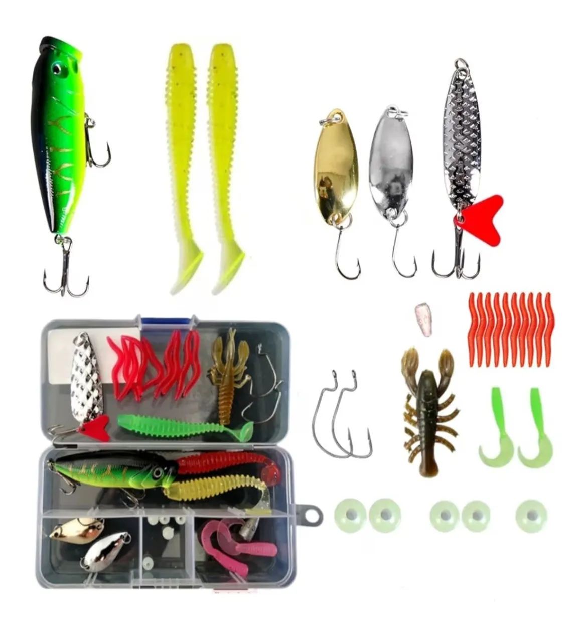 kit iscas artificiais 30 peças atraentes peixe pescaria fishing truta robalo salmão bagre