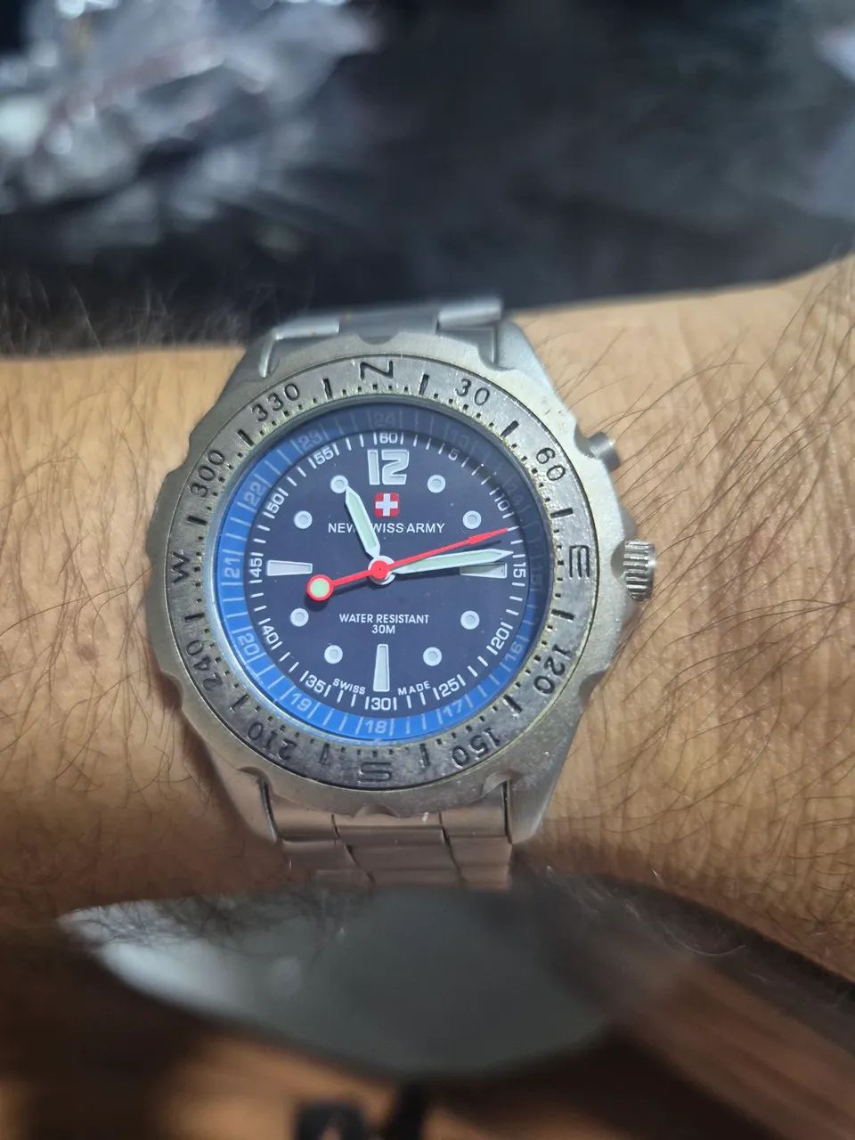 Relógio NEW SWISS ARMY  AZUL   -   BEM CONSERVADO - Foto 4