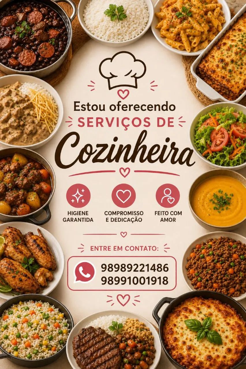 Ofereço serviços de cozinheira