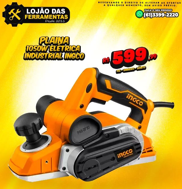 Plaina 1050W Elétrica Industrial Ingco