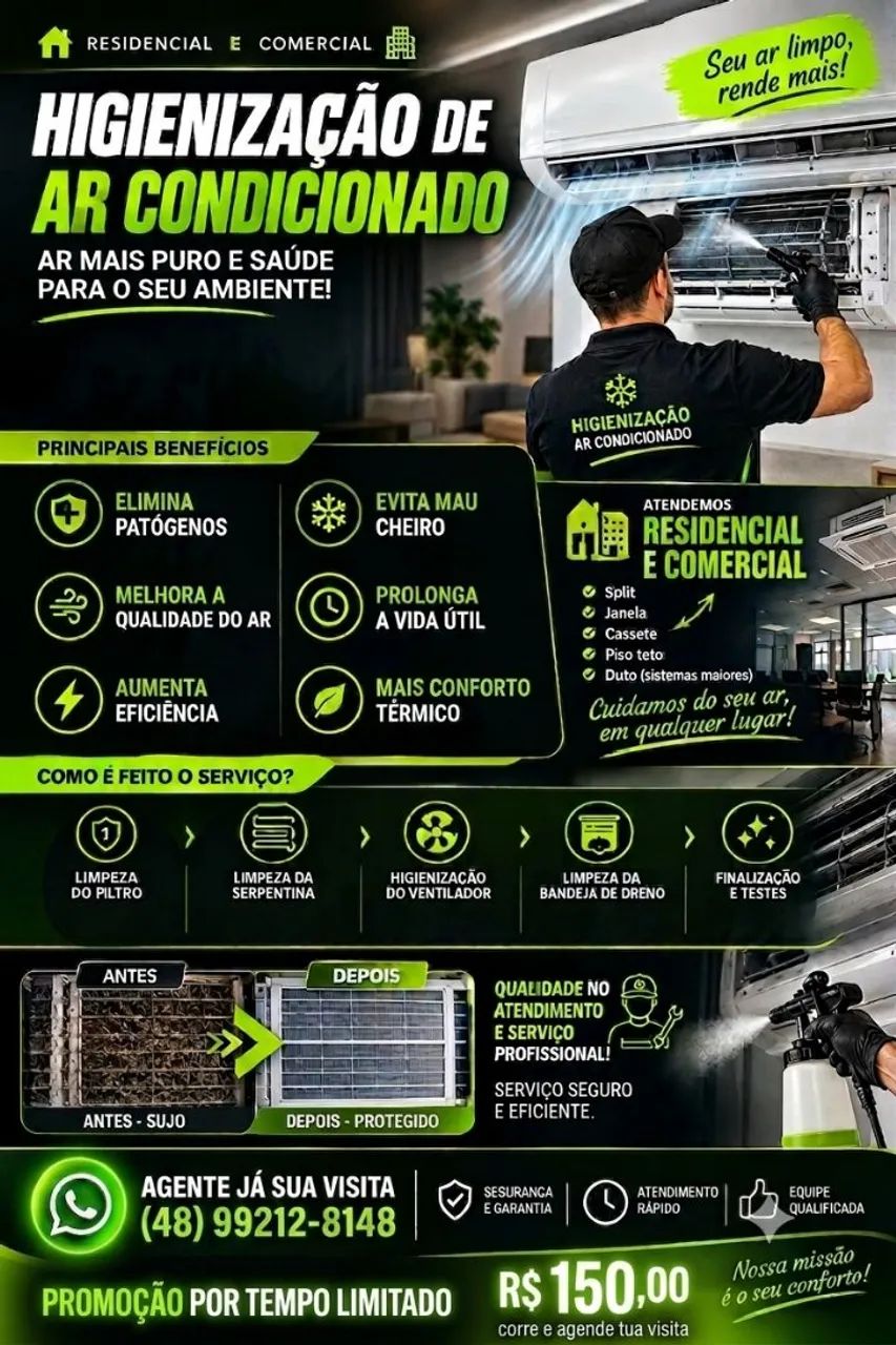 Limpeza e higienização de ar condicionado 