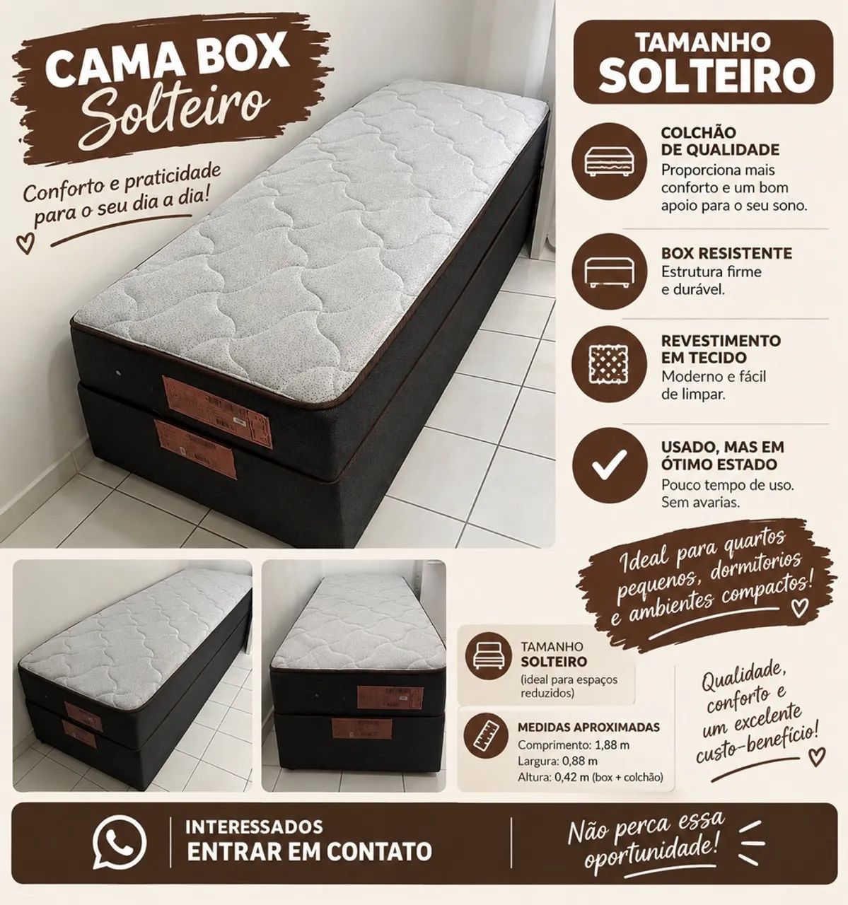 Cama box com colchão solteiro 