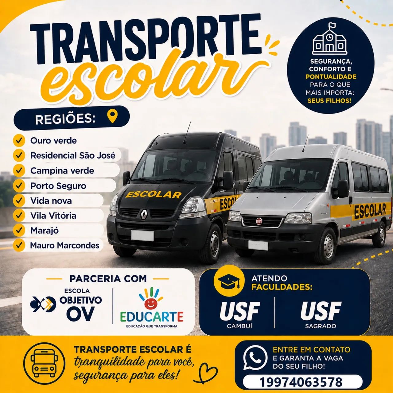 Transporte escolar e universitário