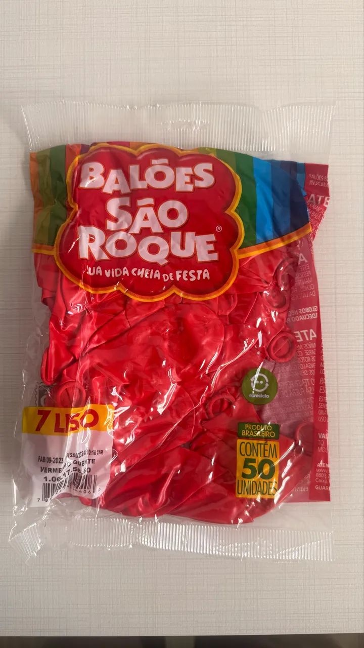 BALÃO SÃO ROQUE Nº 7 -  COR VERMELHO LISO