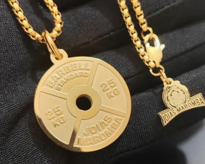 COLAR DE AÇO INOX BANHADO A OURO 18 k  - Foto 4