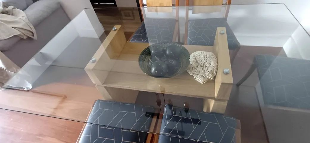 Mesa de Jantar 6 lugares Tampo de Vidro - Foto 4