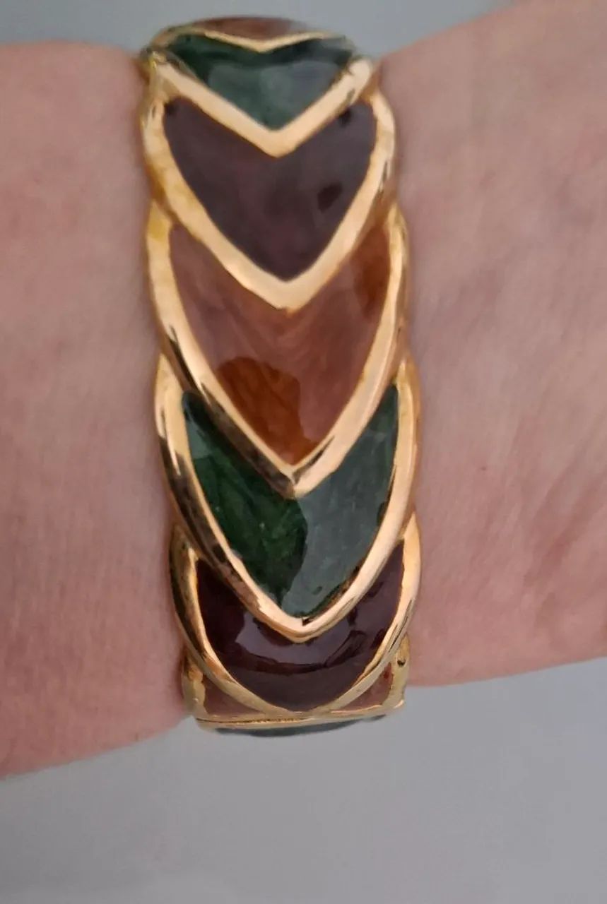Pulseira dourada com pintura esmaltada  - Foto 3