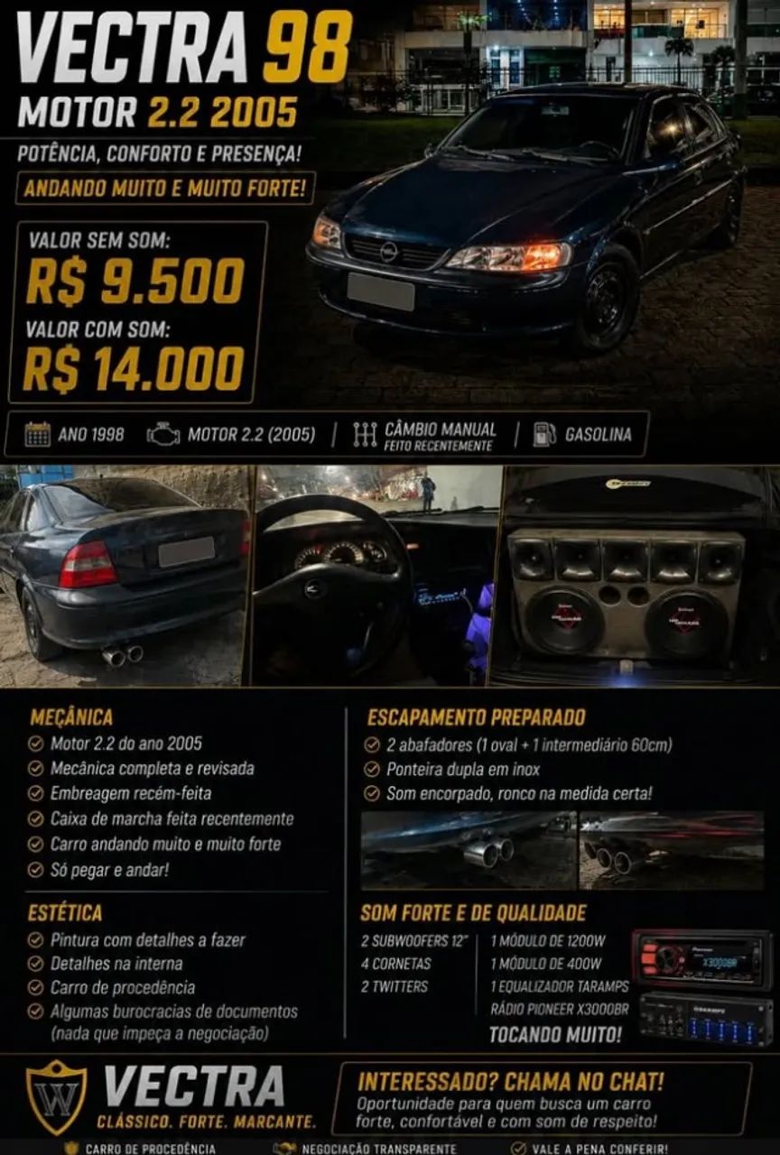 Chevrolet Vectra GLS/expres.2.2/ 2.0 E 2.0 CD 8V 1998