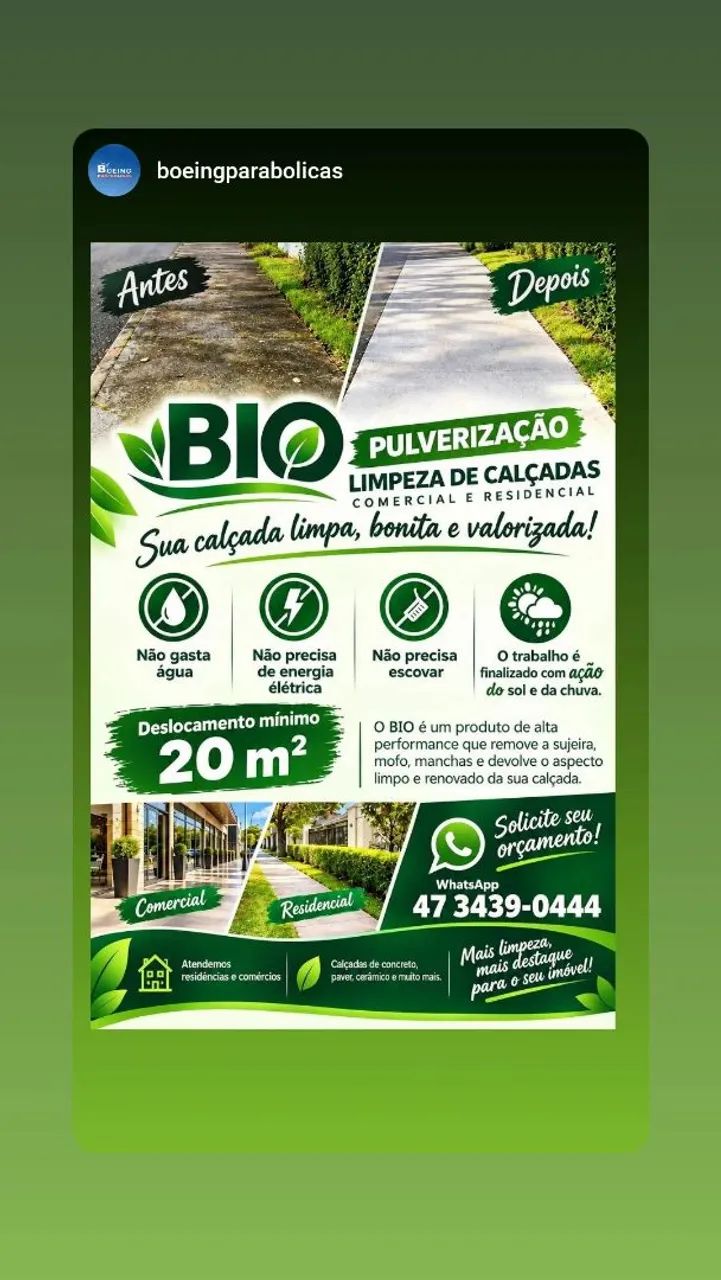 Limpeza calçada sem água 