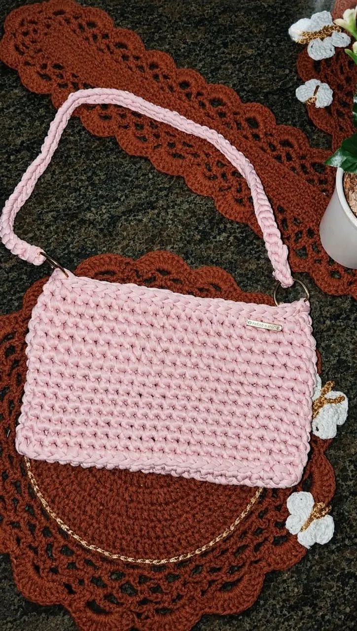 Clustch bolsa de ombro em crochê