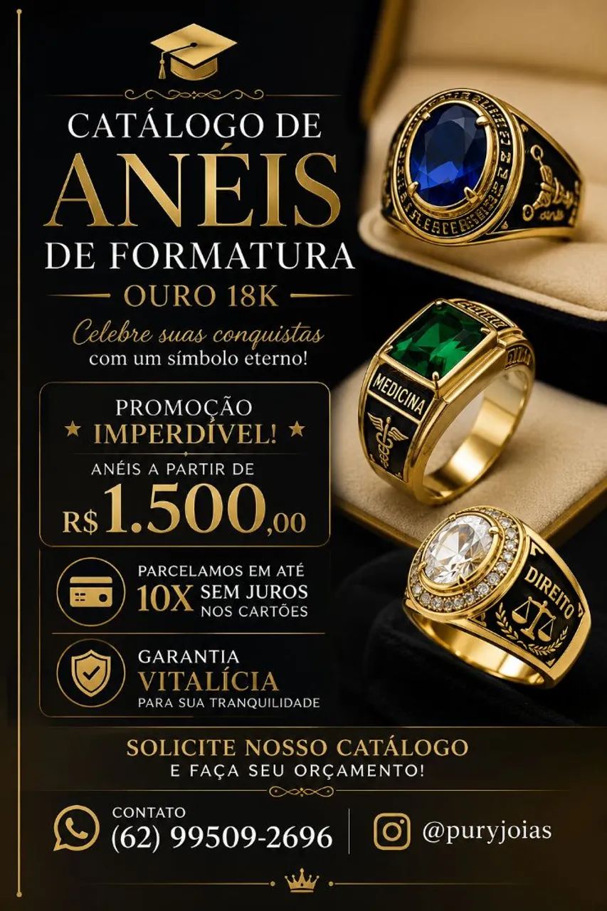 Anéis de Formatura Ouro 18
