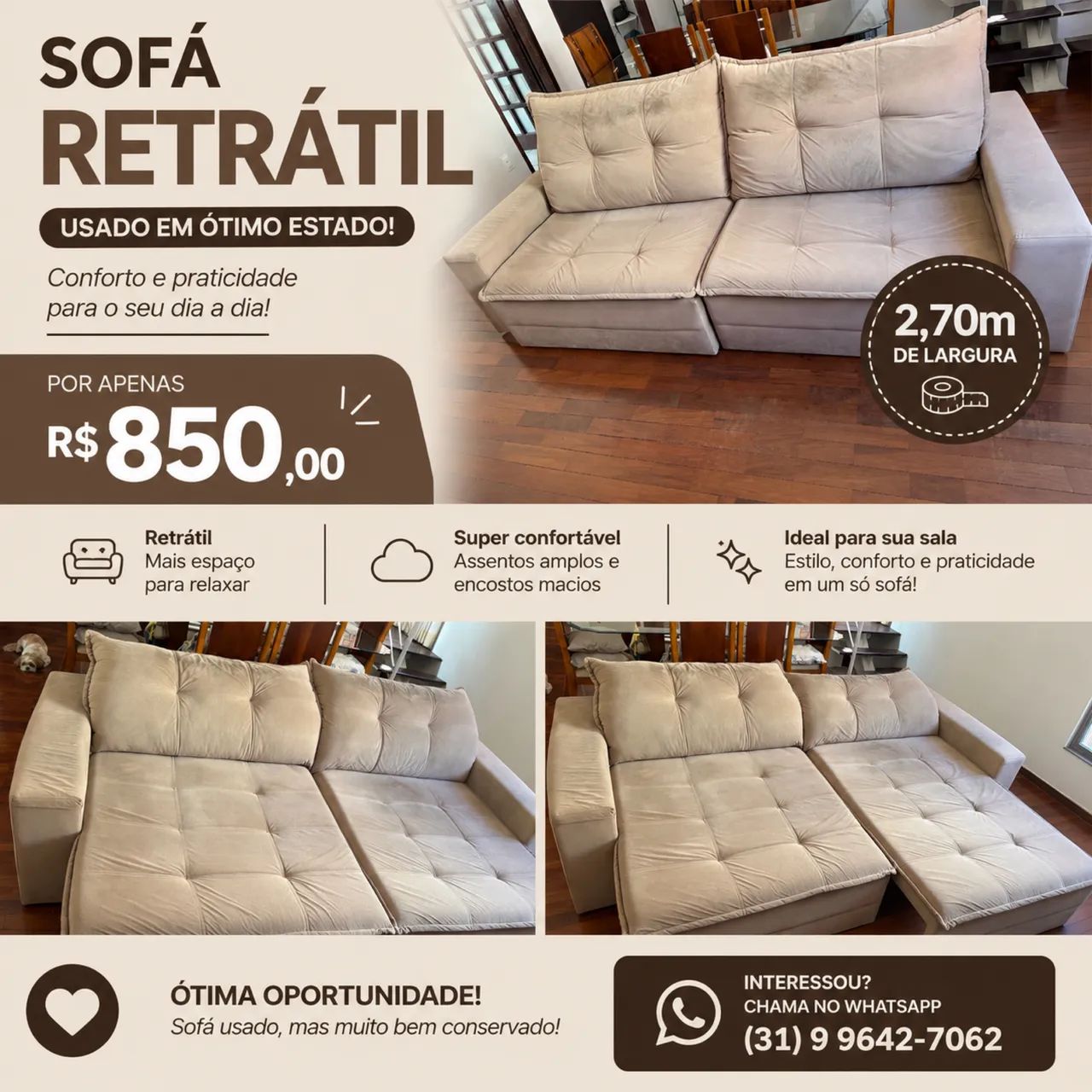 Sofá Retrátil Usado!