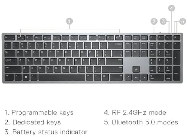Teclado e Mouse Sem Fio Dell Pro Plus KM7321W, Bluetooth 5.0, 12 teclas programáveis - Foto 2