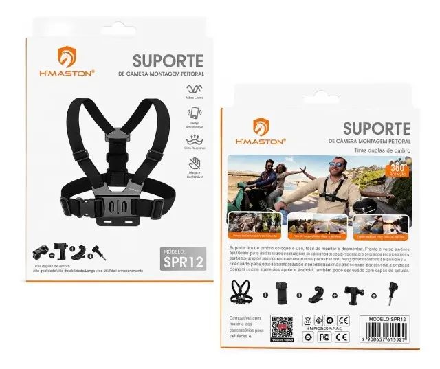 Suporte Peitoral Para Celular e Camera Gopro Ajustável 360° Vídeo E Filmagem Esporte - Foto 3