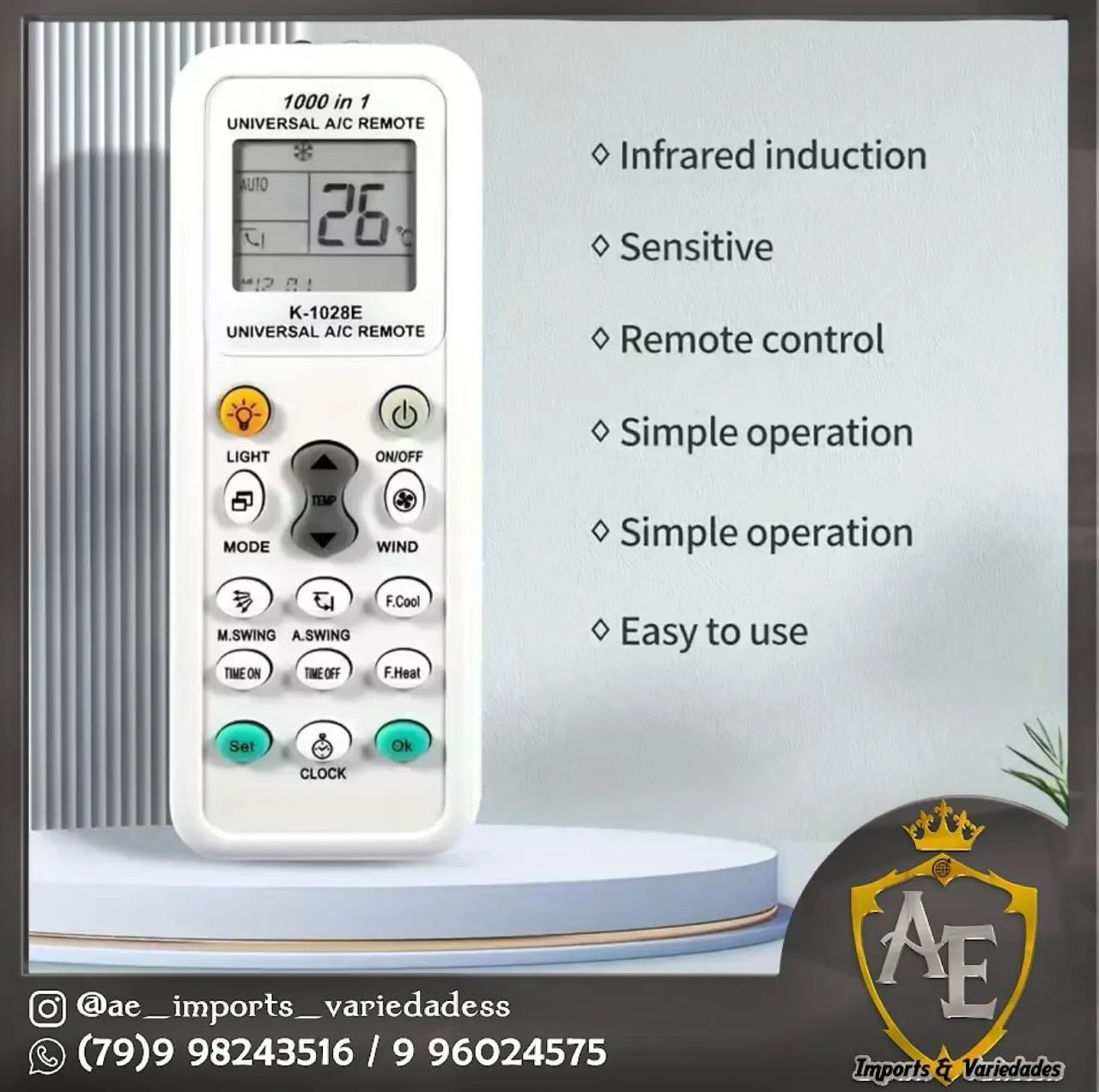 Controle ar-condicionado universal 