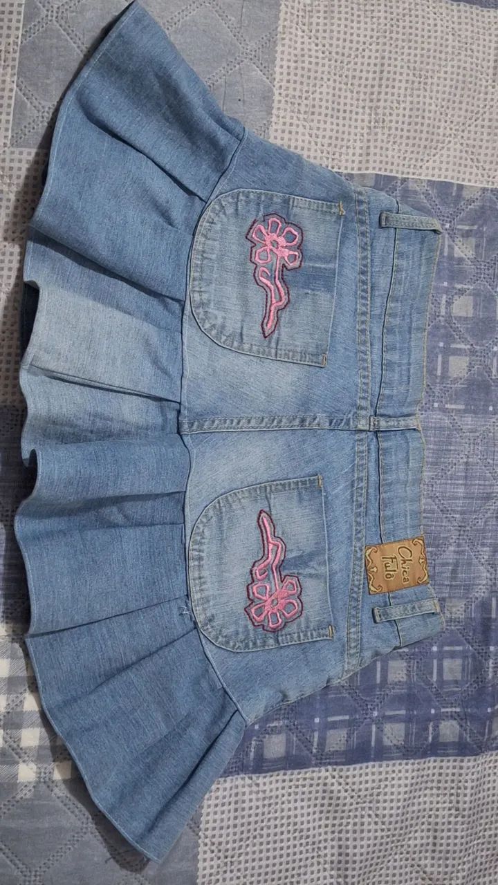 mini saia jeans upcycling - Foto 4