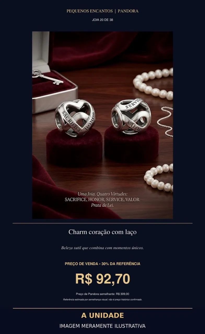 Charm coração com laço