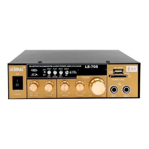 Mini Amplificador de Som Bluetooth Karaoke Le-705 Lelong 110v Usb Cartão Mp3 Fm 2 Canais - Foto 4