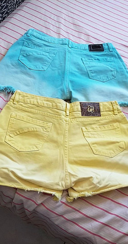 short amarelo jeans