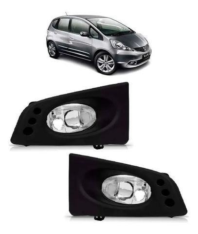 Par Farol Milha Neblina Com Grade Honda Fit 2009 2010 2011