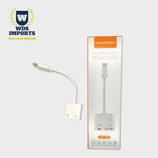 Adaptador Tipo C para Fone de Ouvido Áudio 3.5mm e Carregador