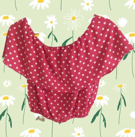 cropped bolinha branca