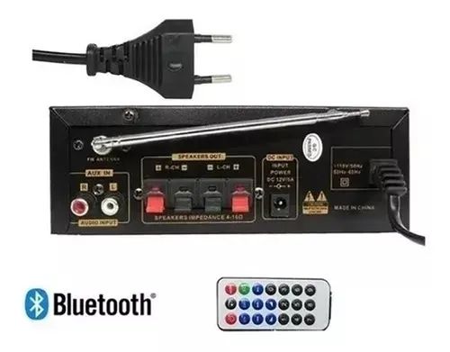 Mini Amplificador Som Audio Bluetooth Usb Mp3 Fm Karaoke Cor Dourado - Loja Natan Abreu  - Foto 3