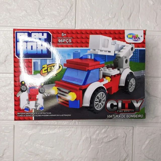 Bloco De Montar Veiculos Bombeiros Wb7713 96pçs 2em1 - Viatura De Bombeiro