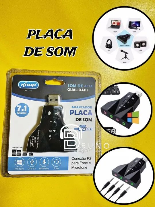 Placa de Som USB 7.1 