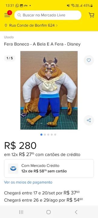 Boneco A Fera da Disney - Foto 4