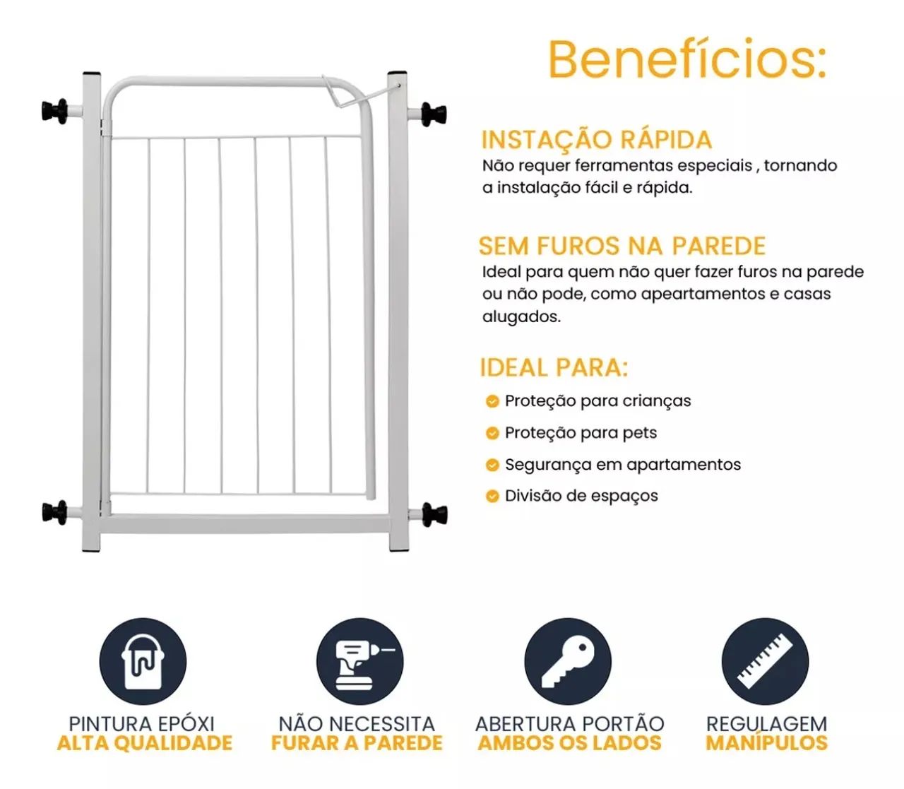 Portão de Segurança para Bebês e Pets - Novo