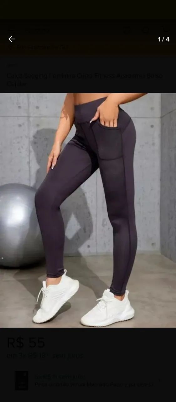 Calça Legging Feminina Cinza Fitness Bolso p/ Celular. Preço a combinar na quantidade 