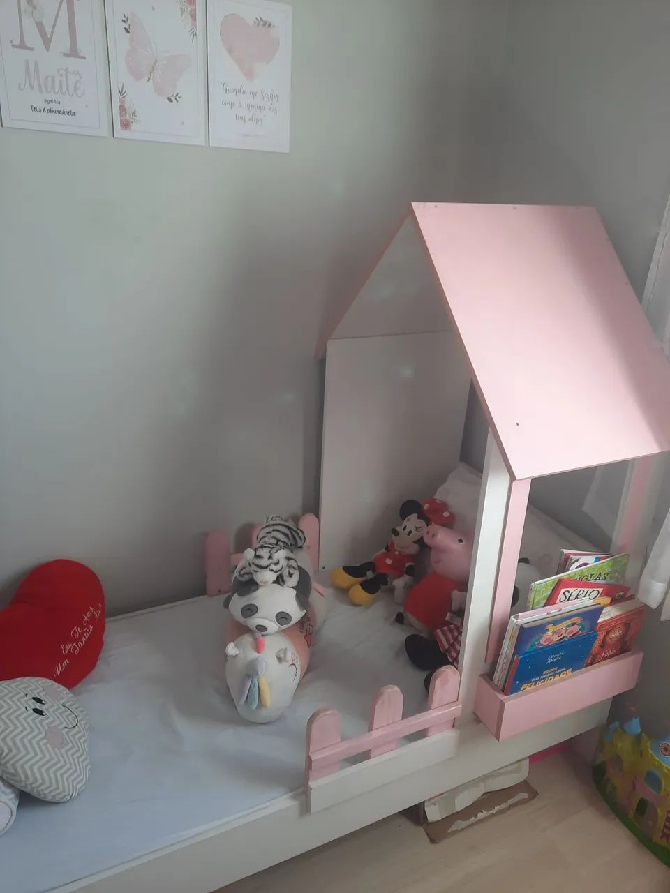 Cama Infantil Casinha com Detalhes Rosa - Foto 2