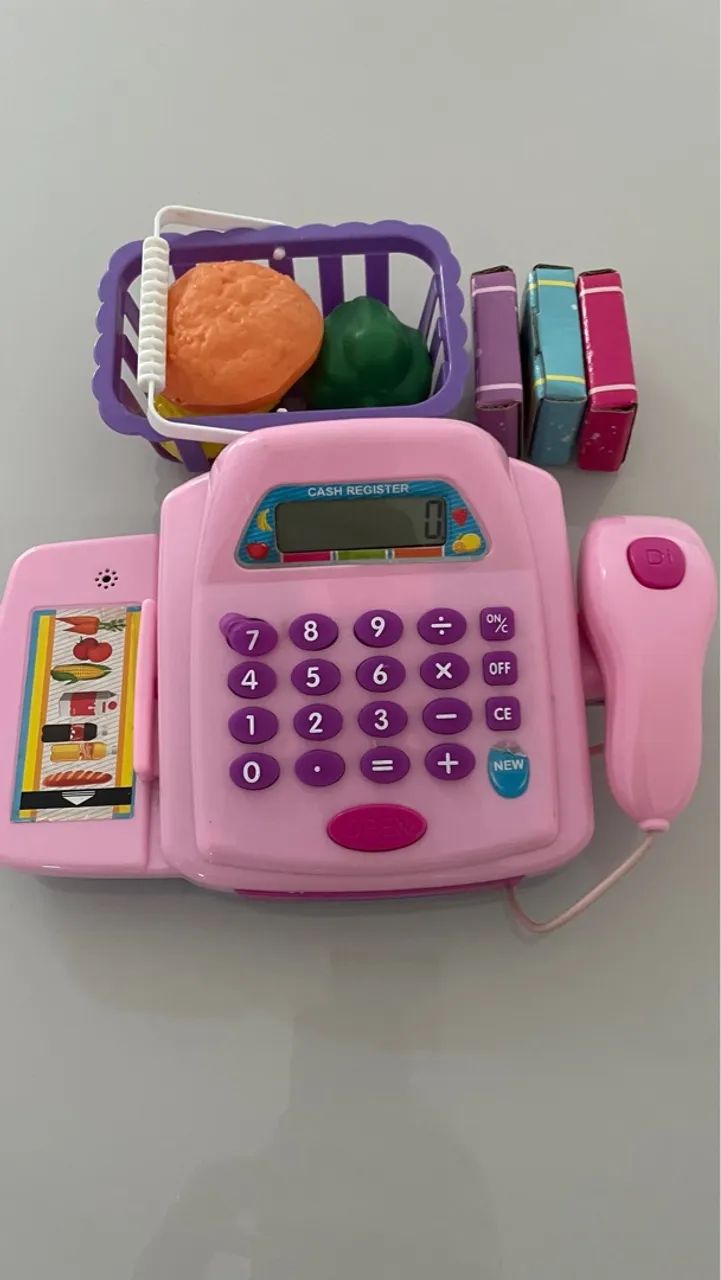 Caixa Registradora Infantil Rosa com Acessórios