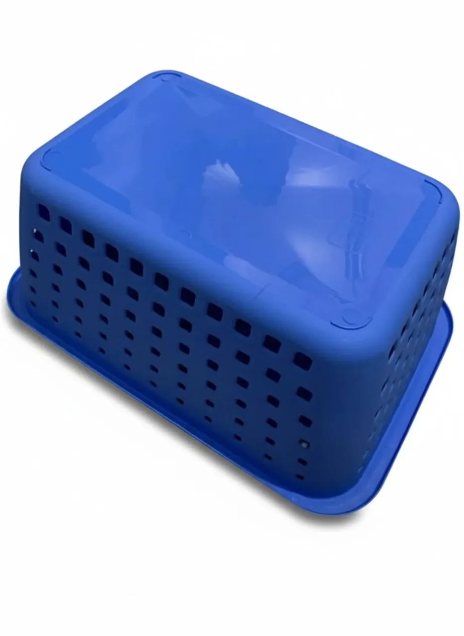 Cesta de plástico azul multiuso (kit com 2) - Foto 2