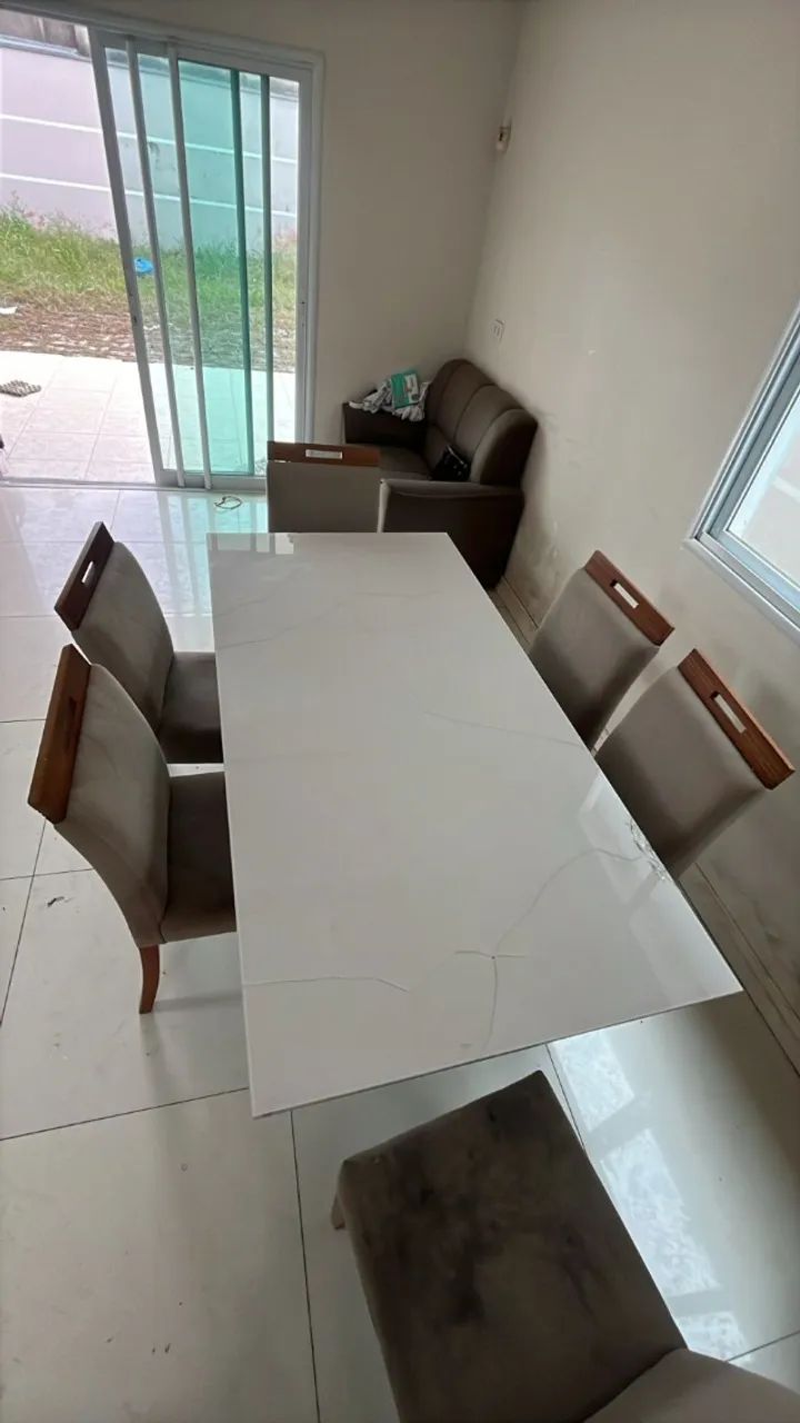 Mesa de jantar (6 lugares) trincada  - Foto 2
