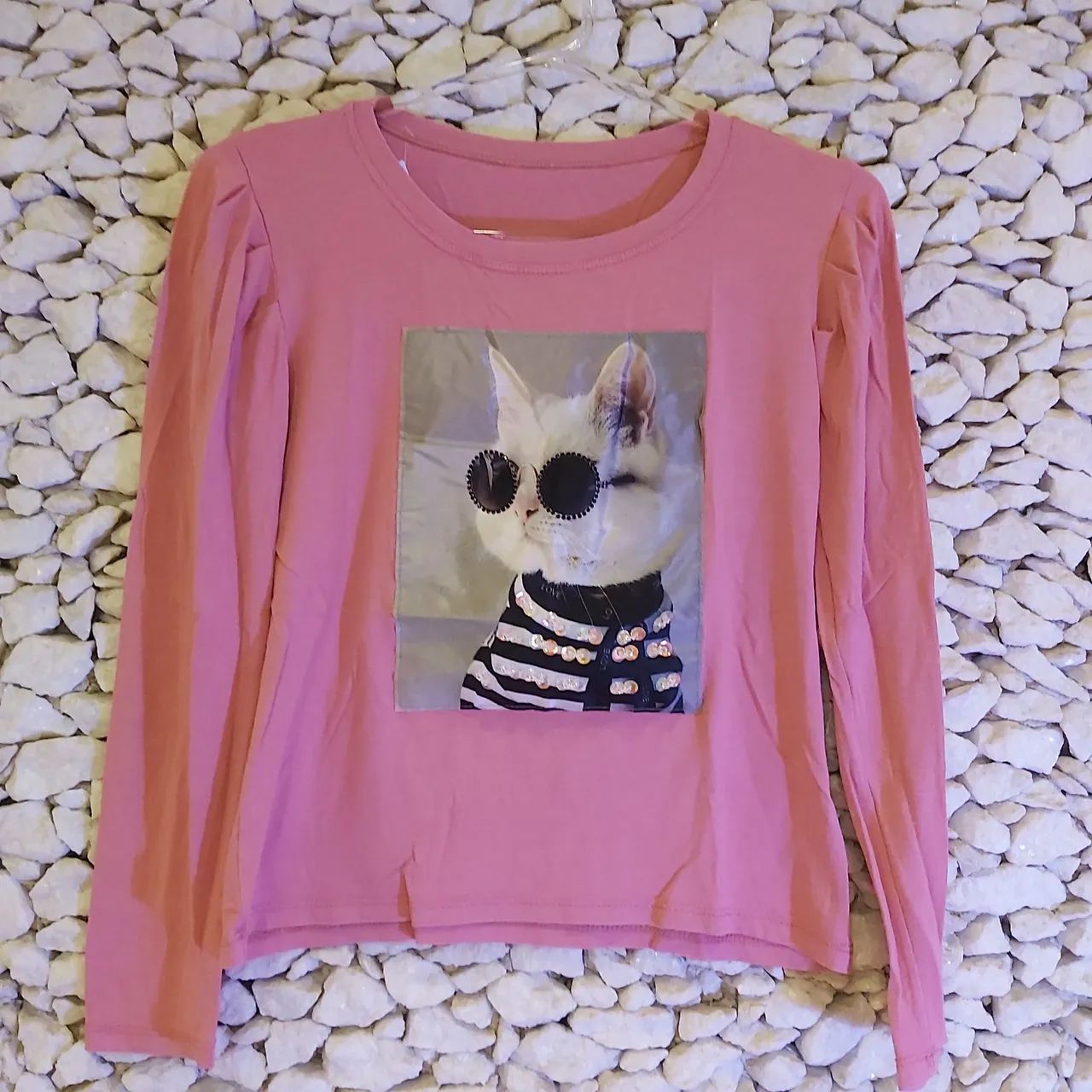 Camiseta Infantil Gatinha com óculos