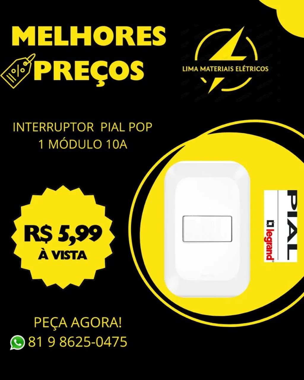 Tomada Pial Pop 4x2 Legrand e Interruptor Pial Pop 4x2 Legrand - Melhor Preço! - Foto 2