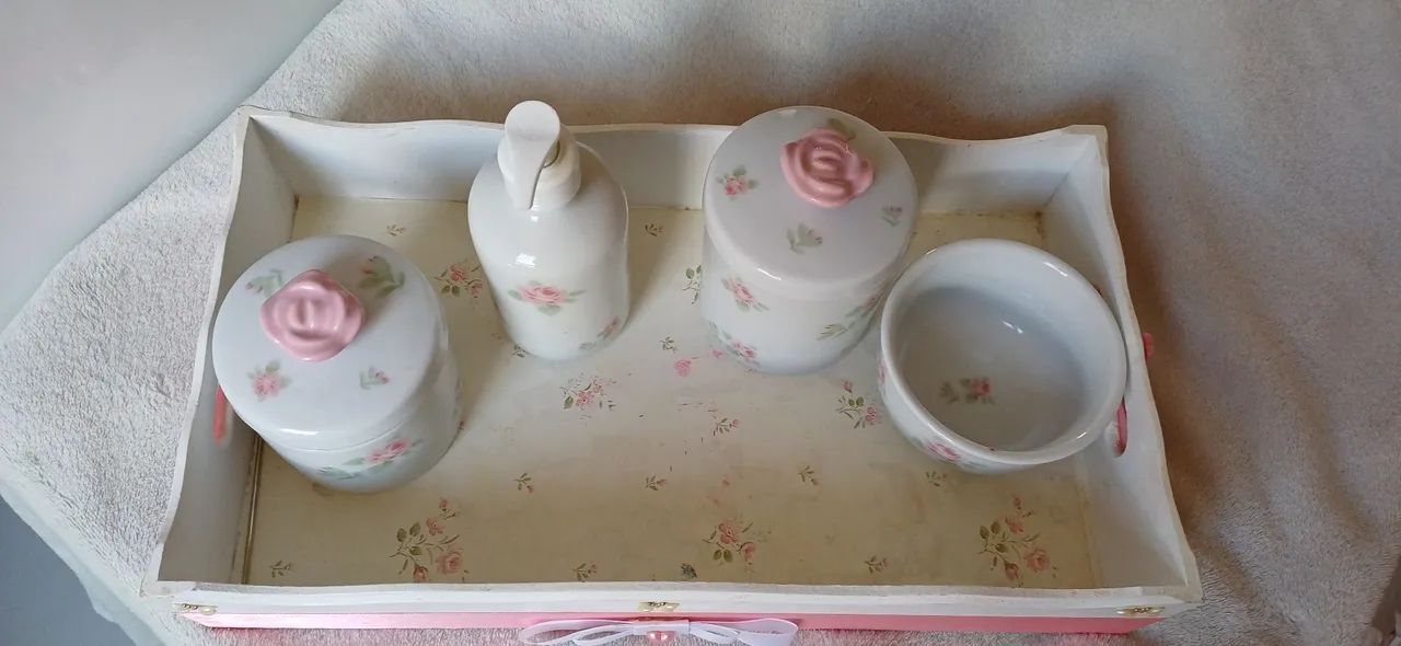 Kit Higiene Bebê Porcelana Flor - Foto 2