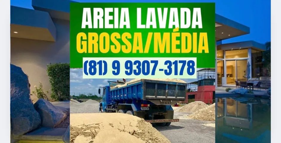 Areia lavada granulometria grossa e média - para toda a região metropolitana 