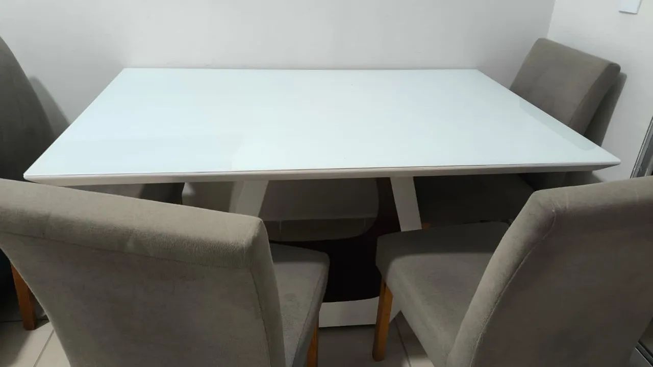 Mesa de Jantar de Vidro Branco - Foto 5
