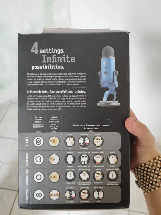 Microfone Blue Yeti USB Azul - Novo - Foto 5