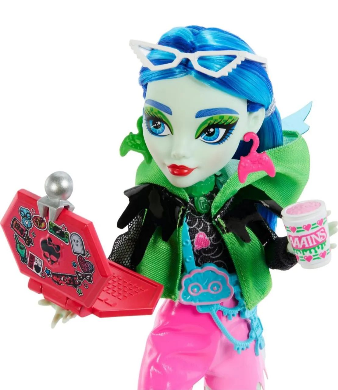 Monster High Neon Frights Ghoulía Yelps - Boneca e Acessórios - Foto 2
