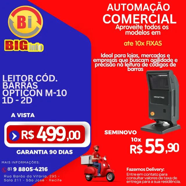 Leitor de código de barras Opticon M-10 2D