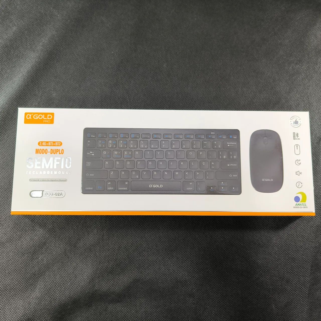 Kit Teclado e Mouse Sem Fio A'Gold - Duplo Modo