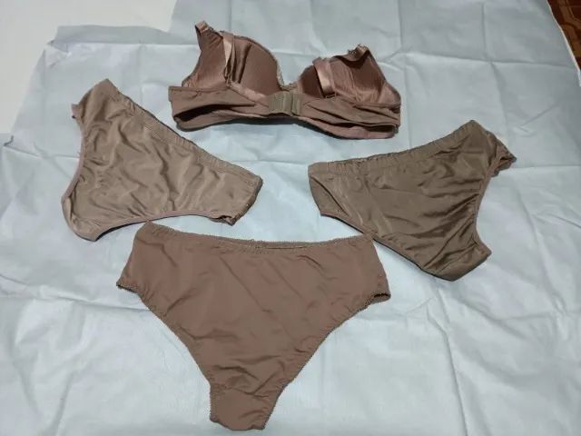 SUTIÃ COM 3 CALCINHAS COR CHOCOLATE - TAM. 52 PLUS SIZE - NOVO - Foto 2