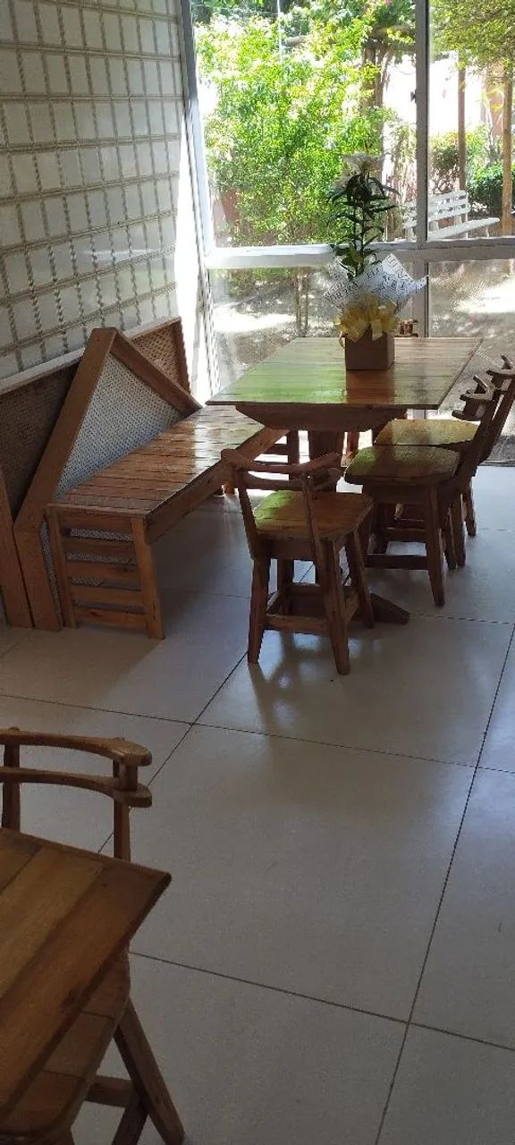 Conjunto de Mesa e Cadeiras de Madeira Rústica - Foto 4